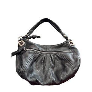 B Makowsky Black Leather Shoulder Handbag SKU 8654